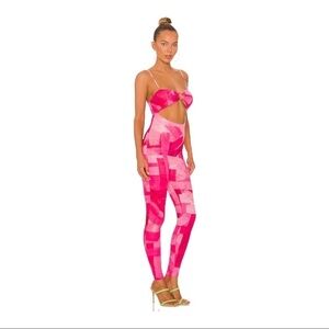 NEW Farai London Pink Stretch Jumpsuit Revolve Cleo in Electric Orchid Pink L
